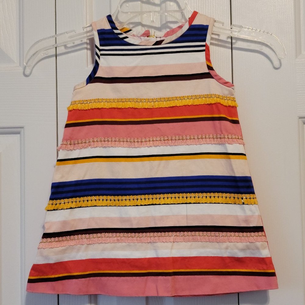 KATE SPADE Girls Dress Colorful Berber Fringe Striped A-Line